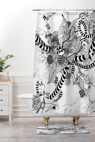 Iveta Abolina Black And White Play Shower Curtain And Mat