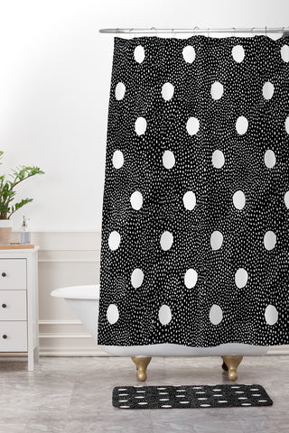 Iveta Abolina Black Polka Shower Curtain And Mat