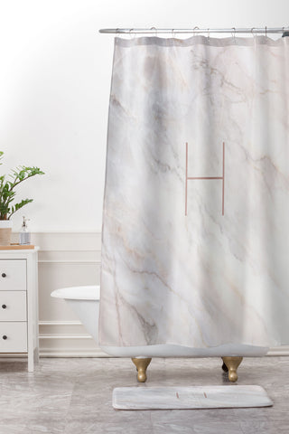 Iveta Abolina Blush Marble II H Shower Curtain And Mat