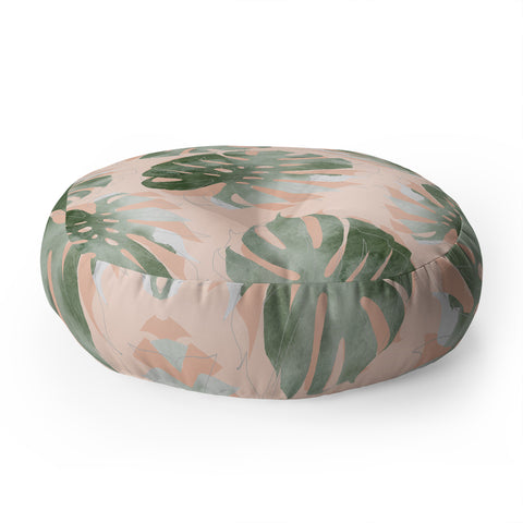 Iveta Abolina Bohemian Monstera Floor Pillow Round