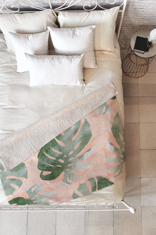 Iveta Abolina Bohemian Monstera Fleece Throw Blanket