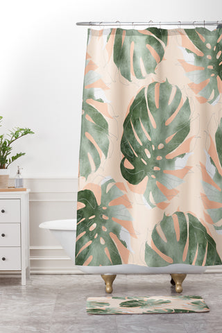 Iveta Abolina Bohemian Monstera Shower Curtain And Mat