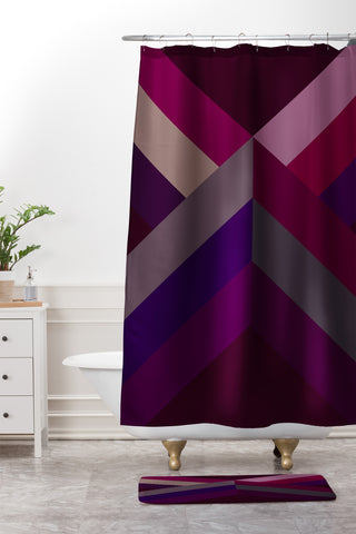 Iveta Abolina Burgundy Crossroads Shower Curtain And Mat