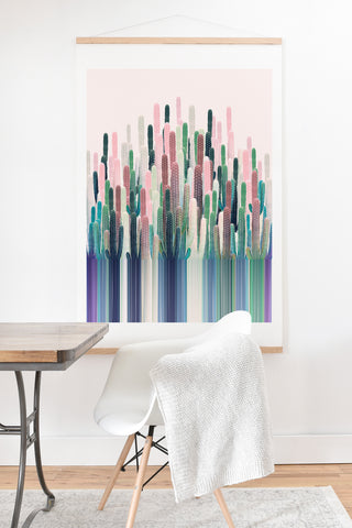 Iveta Abolina Cacti Stripe Pastel Art Print And Hanger