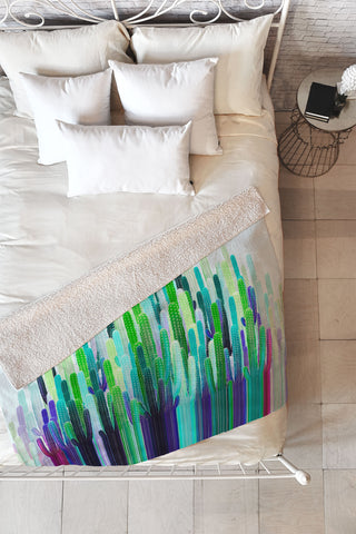 Iveta Abolina Cacti Stripe Fleece Throw Blanket