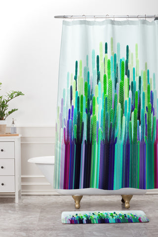 Iveta Abolina Cacti Stripe Shower Curtain And Mat