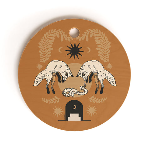 Iveta Abolina Celestial Fox Sisters Cutting Board Round