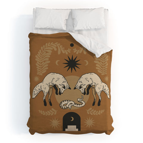 Iveta Abolina Celestial Fox Sisters Duvet Cover
