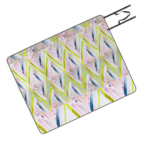 Iveta Abolina Chevron Glitch Picnic Blanket