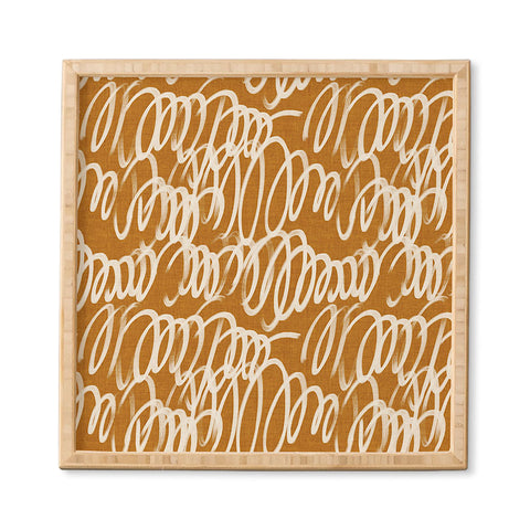 Iveta Abolina Chunky Squiggle Caramel Linen Framed Wall Art