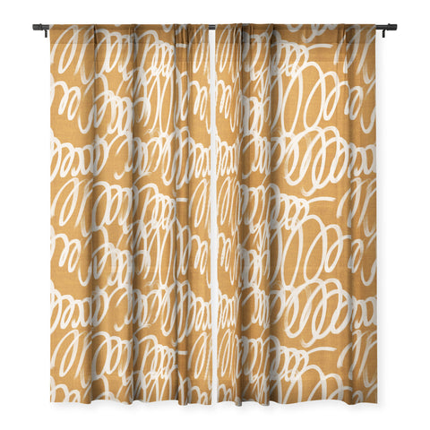 Iveta Abolina Chunky Squiggle Caramel Linen Sheer Non Repeat