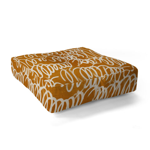 Iveta Abolina Chunky Squiggle Caramel Linen Floor Pillow Square
