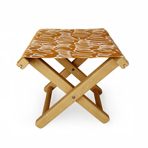 Iveta Abolina Chunky Squiggle Caramel Linen Folding Stool