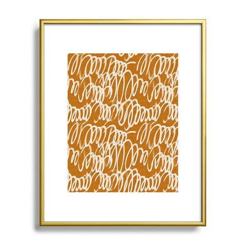 Iveta Abolina Chunky Squiggle Caramel Linen Metal Framed Art Print