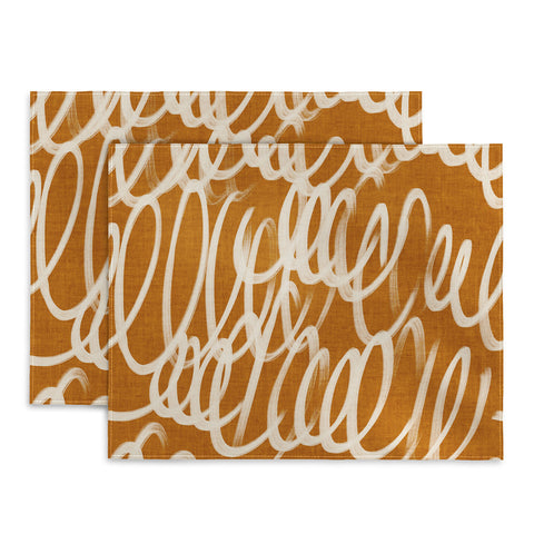 Iveta Abolina Chunky Squiggle Caramel Linen Placemat