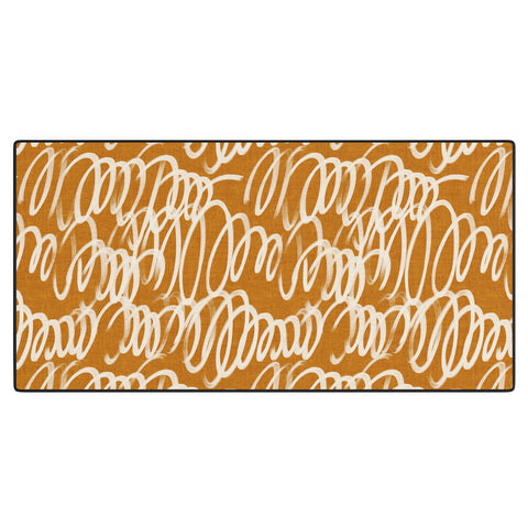 Iveta Abolina Chunky Squiggle Caramel Linen Desk Mat