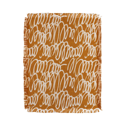 Iveta Abolina Chunky Squiggle Caramel Linen Throw Blanket