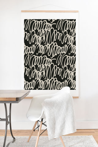 Iveta Abolina Chunky Squiggle Coal Black Art Print And Hanger