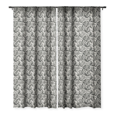 Iveta Abolina Chunky Squiggle Coal Black Sheer Window Curtain