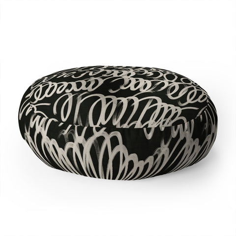 Iveta Abolina Chunky Squiggle Coal Black Floor Pillow Round