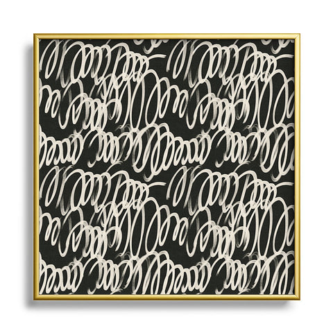 Iveta Abolina Chunky Squiggle Coal Black Metal Square Framed Art Print