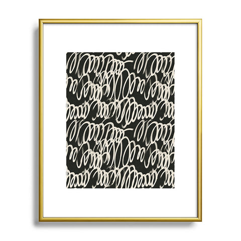 Iveta Abolina Chunky Squiggle Coal Black Metal Framed Art Print