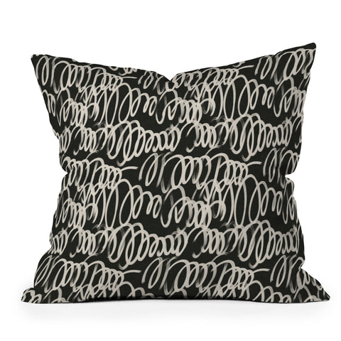 Iveta Abolina Chunky Squiggle Coal Black Throw Pillow