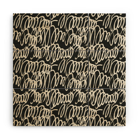 Iveta Abolina Chunky Squiggle Coal Black Wood Wall Mural