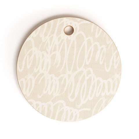 Iveta Abolina Chunky Squiggle Cream Linen Cutting Board Round