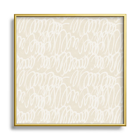 Iveta Abolina Chunky Squiggle Cream Linen Metal Square Framed Art Print