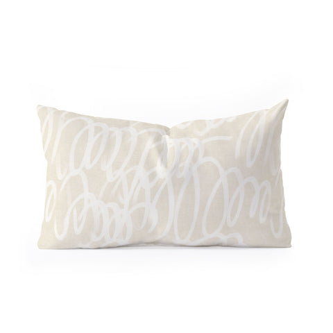 Iveta Abolina Chunky Squiggle Cream Linen Oblong Throw Pillow