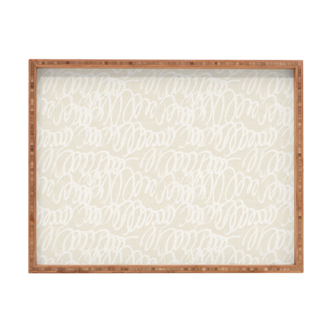Iveta Abolina Chunky Squiggle Cream Linen Rectangular Tray