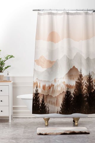 Iveta Abolina Cinnamon Peak Shower Curtain And Mat