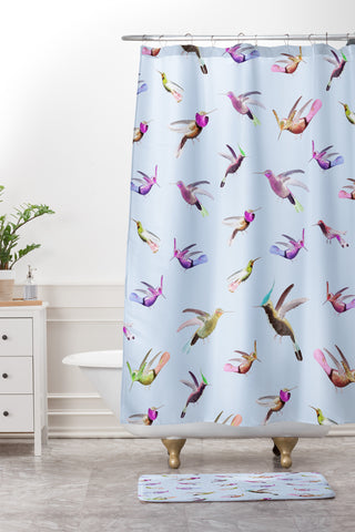 Iveta Abolina Colibri Garden Shower Curtain And Mat