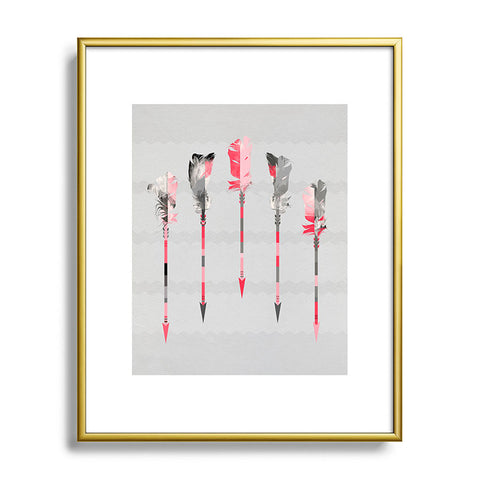Iveta Abolina Coral Feathers Metal Framed Art Print