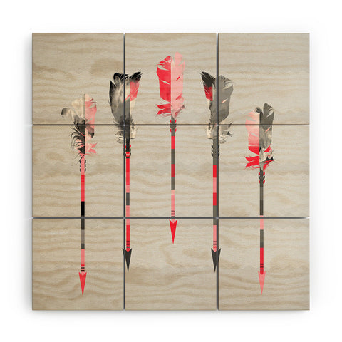 Iveta Abolina Coral Feathers Wood Wall Mural