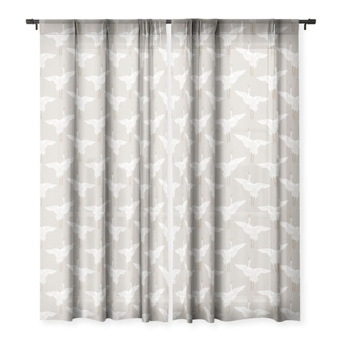 Iveta Abolina Cranes Neutral 2 Sheer Window Curtain