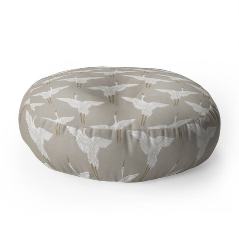 Iveta Abolina Cranes Neutral 2 Floor Pillow Round