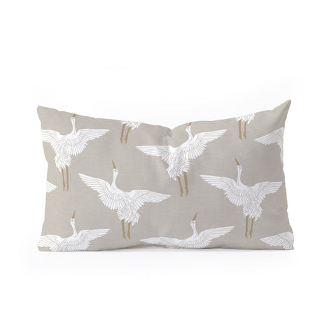 Iveta Abolina Cranes Neutral 2 Oblong Throw Pillow