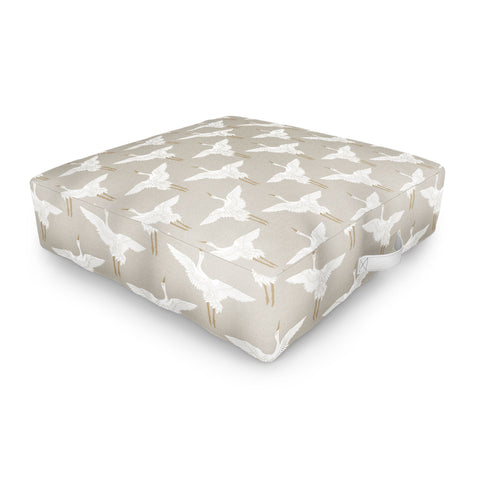 Iveta Abolina Cranes Neutral 2 Outdoor Floor Cushion