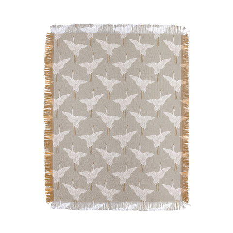 Iveta Abolina Cranes Neutral 2 Throw Blanket