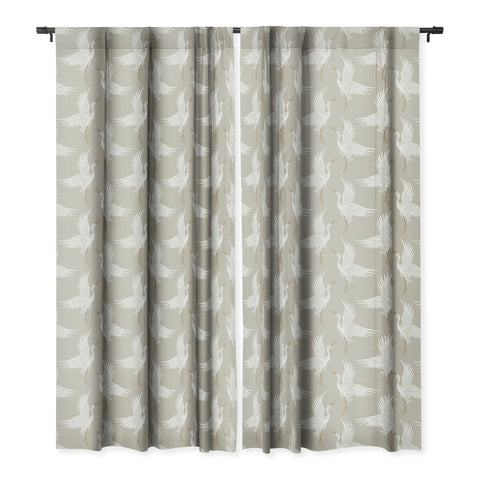 Iveta Abolina Cranes Neutral Blackout Window Curtain