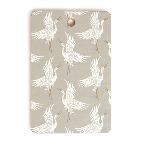 Iveta Abolina Cranes Neutral Cutting Board Rectangle