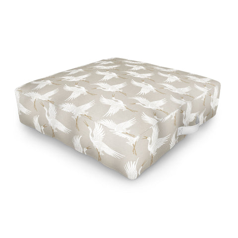 Iveta Abolina Cranes Neutral Outdoor Floor Cushion