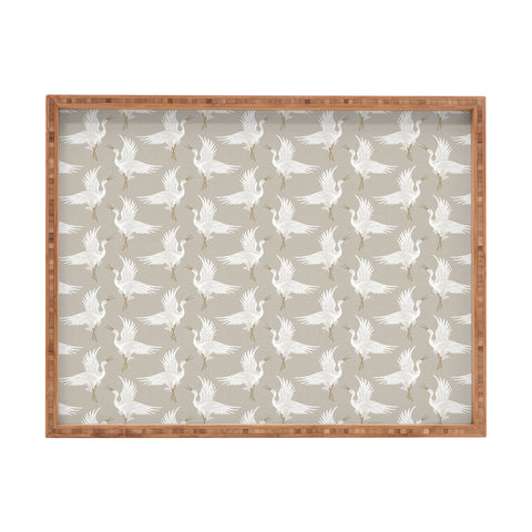 Iveta Abolina Cranes Neutral Rectangular Tray