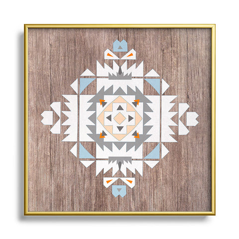 Iveta Abolina Cream Tribal Metal Square Framed Art Print