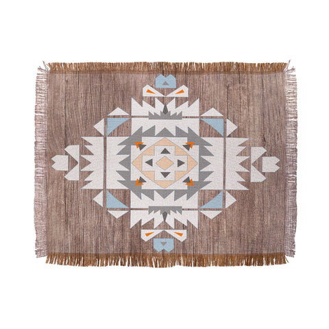 Iveta Abolina Cream Tribal Throw Blanket