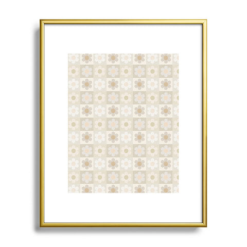 Iveta Abolina Daisy Check Neutral Metal Framed Art Print