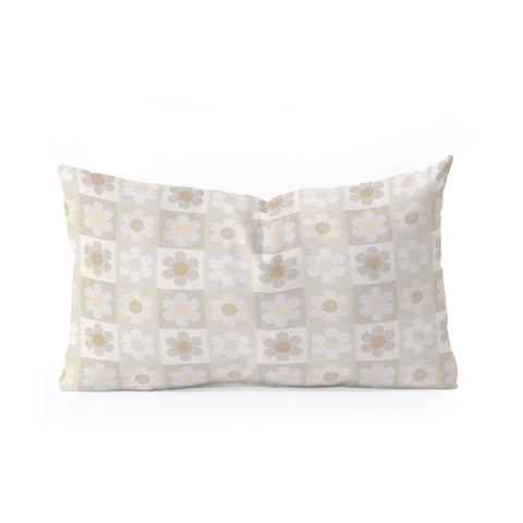 Iveta Abolina Daisy Check Neutral Oblong Throw Pillow