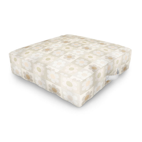 Iveta Abolina Daisy Check Neutral Outdoor Floor Cushion